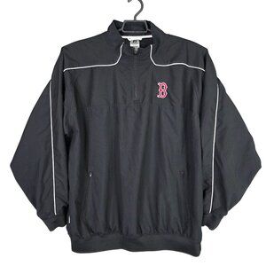 Mens Russell Black Pullover 1/4 Zip Jacket Boston Red Sox MLB Polyester Size XL